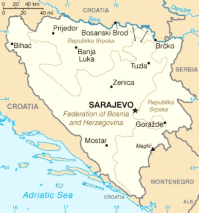 Localización de Sarajevo en Bosnia-Herzegovina
